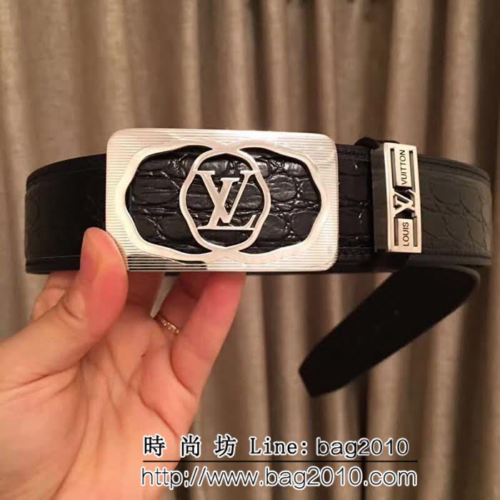 路易威登LV 義大利頂級進口頭層石頭紋 奢華 男士皮帶 LHG1287